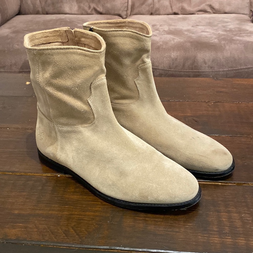 OFF-WHITE x Virgil Abloh “Paperclip” tan suede men’s boots - MADE IN ITALY